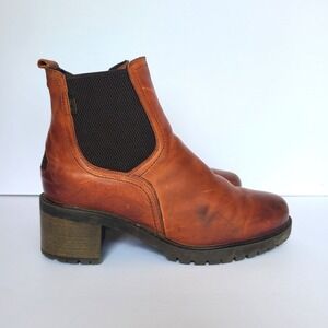 Bulle EU 40 US 9 to 9.5 Brown Leather Chunky Lug Sole Chelsea Ankle Boots